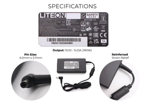 LITEON PA-1181-16 180W (19.5V 9.23A) 6.0mm x 3.7mm Tip Laptop AC Adapter Charger