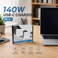 AJP 140W USB-C PD 3.1 Fast Charger UK Plug with 2M USB-C to USB-C Braided Cable