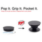 Black Phone Grip with Expanding Kickstand – Collapsible Holder, Universal Fit for Smartphones & Tablets