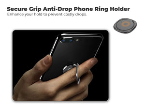 SecureGrip Ultra-Slim 360° Rotating Phone Ring Holder Anti-Drop Finger Grip & Kickstand for All Smartphones (Grey)