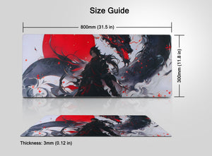 Dragon & Warrior Design Extended Large Gaming Mouse Pad (800×300×3mm), Anti-Fray, Non-Slip