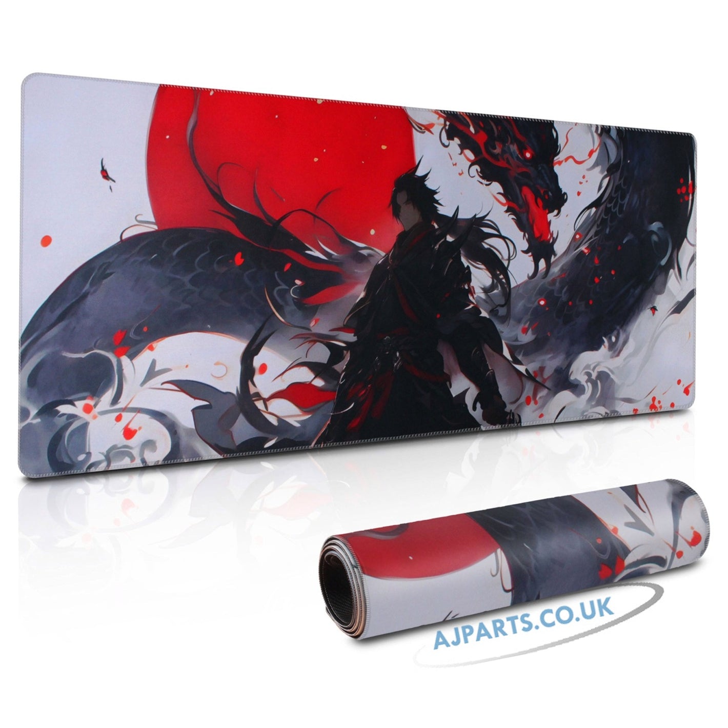 Dragon & Warrior Design Extended Large Gaming Mouse Pad (800×300×3mm), Anti-Fray, Non-Slip