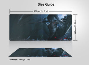 Dark Warrior Extended Gaming Desk Mat 800×300×3 mm – Non-Slip Rubber, Stitched Edges