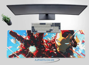 Superhero Armor-Inspired Gaming Mouse Pad Large 800x300mm Desk Mat with Non-Slip Rubber Base