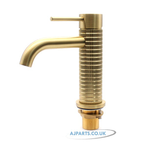 Gold Brass Basin Mixer Tap – Single Handle Bathroom Sink Faucet Hot & Cold Water