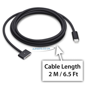 Compatible With MacBook Pro Air (M2, 2022) Black USB Type C to Magsafe 3 Magnetic Charging Cable Cord 2M Line