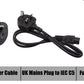 New Replacement Power Cord 3 Pin Cable Clover Leads Leaf 1 Meter