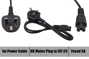 New Replacement Power Cord 3 Pin Cable Clover Leads Leaf 1 Meter