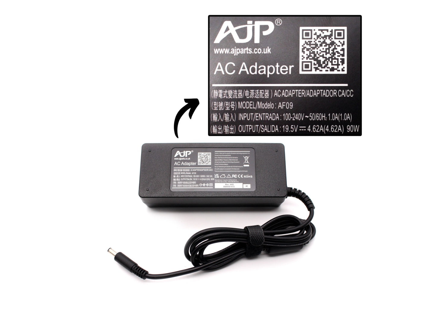 19.5V 4.62A 90W 4.5mm x 3.0mm Power Supply AJP Laptop Replacement Adapter for Dell