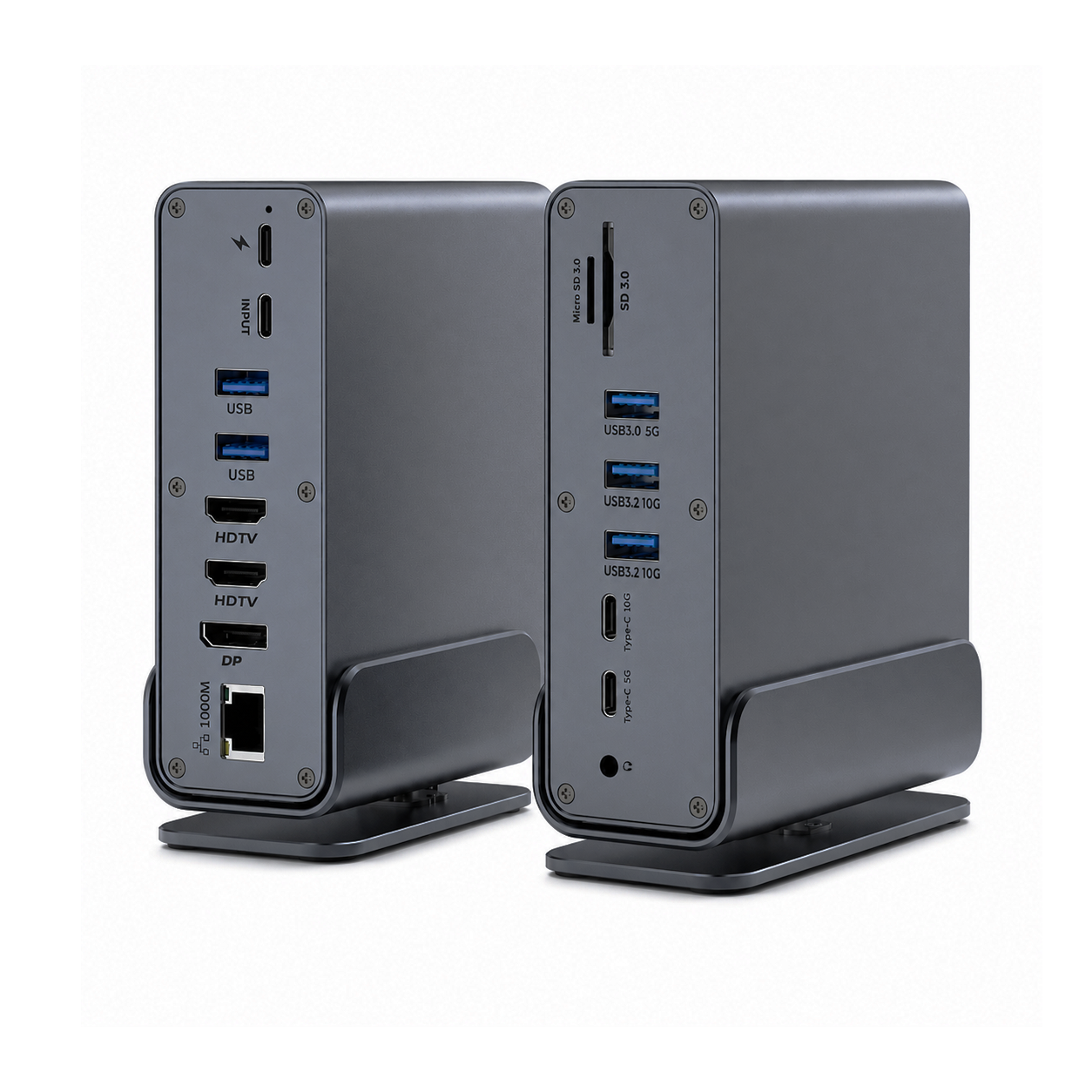 AJP 15-in-1 USB-C Docking Station 100W PD, Dual HDTV 4K@60Hz, DisplayPort, 10Gbps USB, Gigabit Ethernet, SD/TF & Audio
