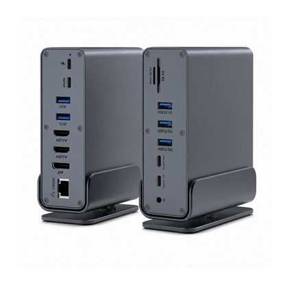 AJP 15-in-1 USB-C Docking Station 100W PD, Dual HDTV 4K@60Hz, DisplayPort, 10Gbps USB, Gigabit Ethernet, SD/TF & Audio