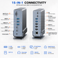 AJP 15-in-1 USB-C Docking Station 100W PD, Dual HDTV 4K@60Hz, DisplayPort, 10Gbps USB, Gigabit Ethernet, SD/TF & Audio