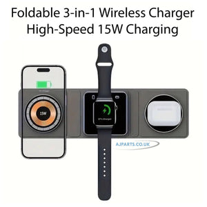 Replacement 3 in 1 Wireless Charging Station Magnetic, Foldable and Portable Charger