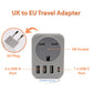 Travel Adapter Socket Plug UK to EU Converter Outlet Connector 3 to 2 Pin