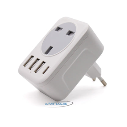 Travel Adapter Socket Plug UK to EU Converter Outlet Connector 3 to 2 Pin