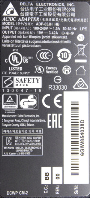 Genuine Delta Brand 19V 3.42A 65w Adapter Charger 5.5MM X 2.5MM