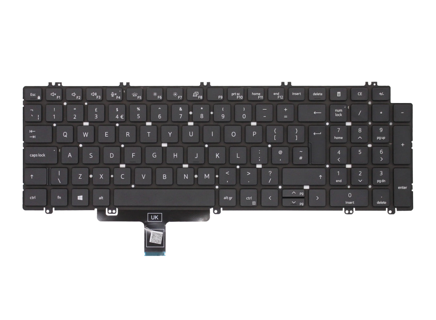 Dell 0T6FVY T6FVY Compatible Palmrest UK Backlit Black Laptop Replacement Keyboard