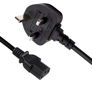 1MTR 5AMP UK Plug (M)-IEC C13 (F) Black Power Cable - Kettle Lead