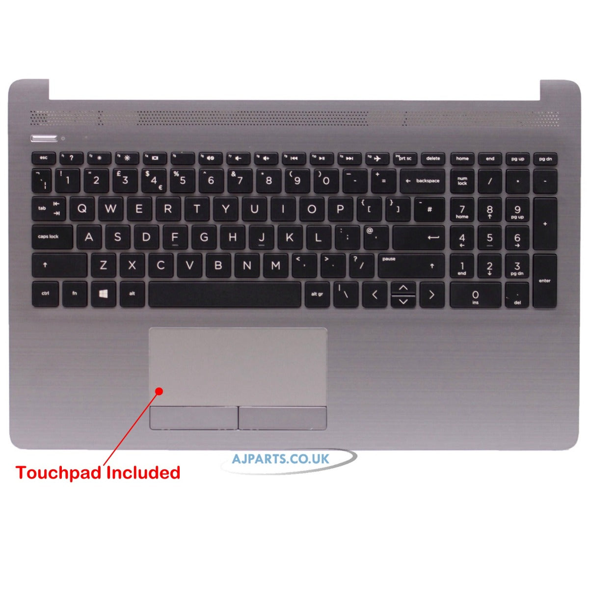 New Replacement For HP 15-DA 15-DB Silver Palmrest Touchpad Cover UK Keyboard