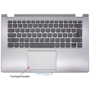 Lenovo Yoga 530-14IKB Backlit UK Layout Replacement Laptop Palmrest with Keyboard Silver