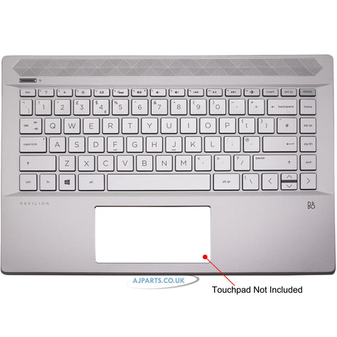 For HP Pavilion 14-CE0000NW Silver Palmrest Cover UK QWERTY Backlit with finger Id Scanner port Replacement Laptop Keyboard