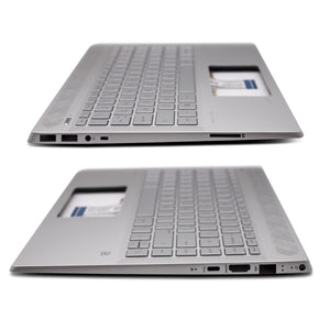 HP L19190-031 Silver UK Layout Replacement Laptop Palmrest with Keyboard (Without Fingerprint ID Scanner)