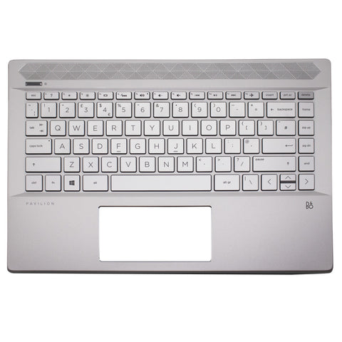 For HP Pavilion 14-CE2500SA Silver Palmrest Cover UK QWERTY Without Fingerprint Reader Laptop Keyboard
