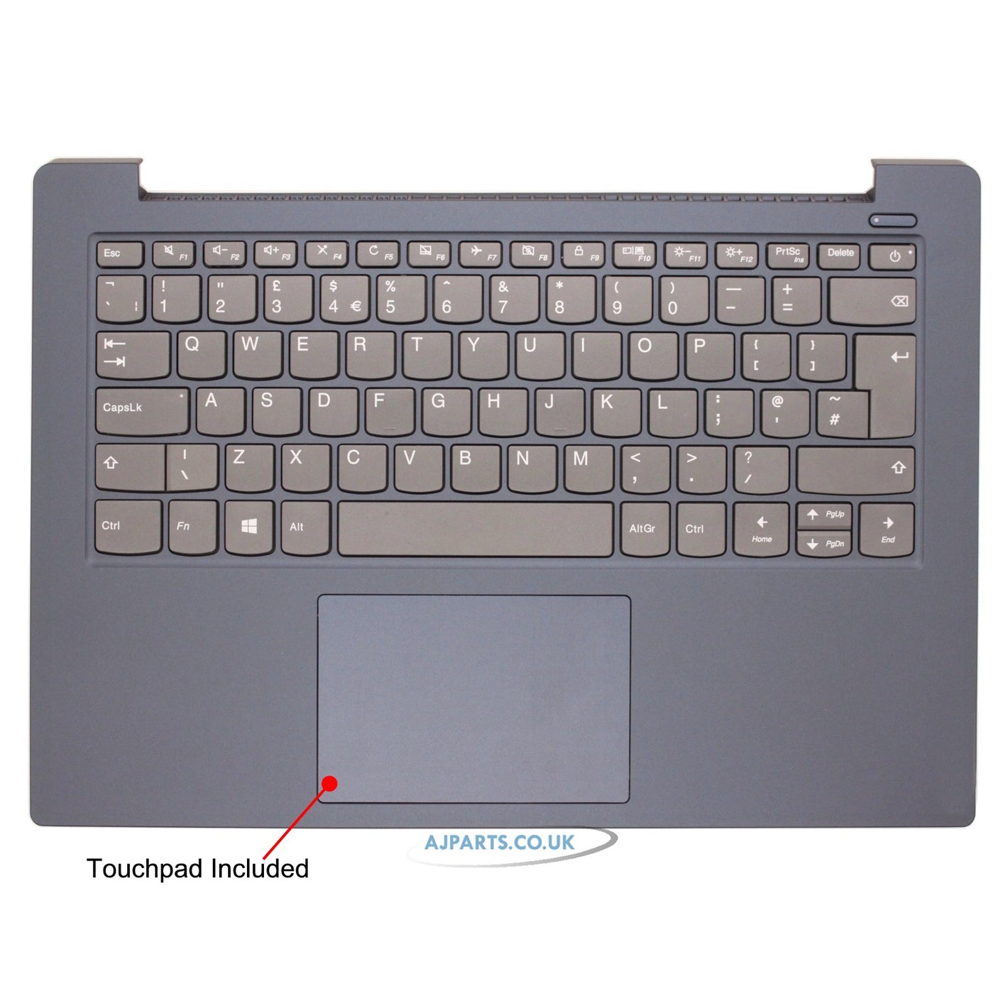 Replacement For Lenovo Ideapad S340-14IWL S340-14API S340-14IIL Blue Palmrest Touchpad Cover With Laptop Keyboard