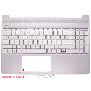 New Replacement For HP 15S-FQ 15S-EQ Laptop Palmrest Silver With UK Keyboard-L63578-031 Without Fingerprint