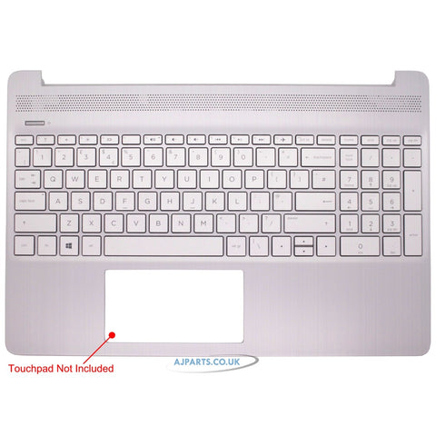 HP 15S-FQ1013NA Compatible Palmrest UK Silver Without Fingerprint Laptop Keyboard