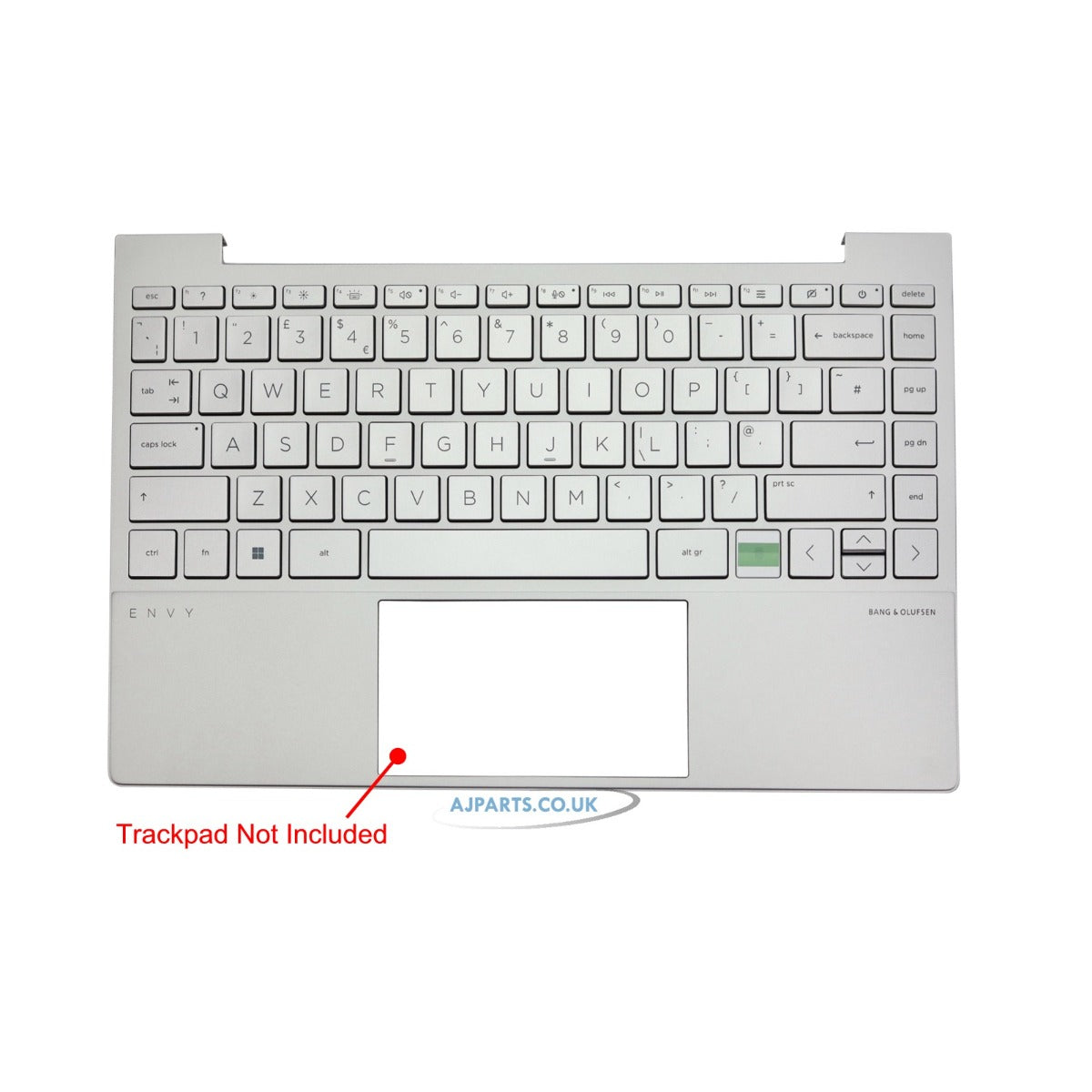 Compatible With HP Envy 13-BA Palmrest Backlit Keyboard UK Silver