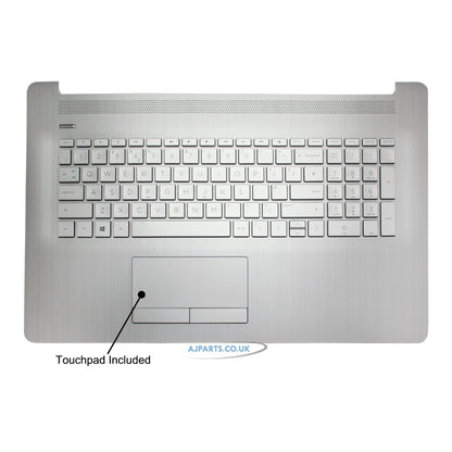 Compatible With HP 17-BY Laptop UK English Silver Palmrest Keyboard With TouchPad