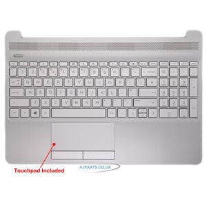 Replacement For HP 15-DW 15-GW Series Silver Palmrest Top Case UK Keyboard With Trackpad Compatible With HP L53737-031