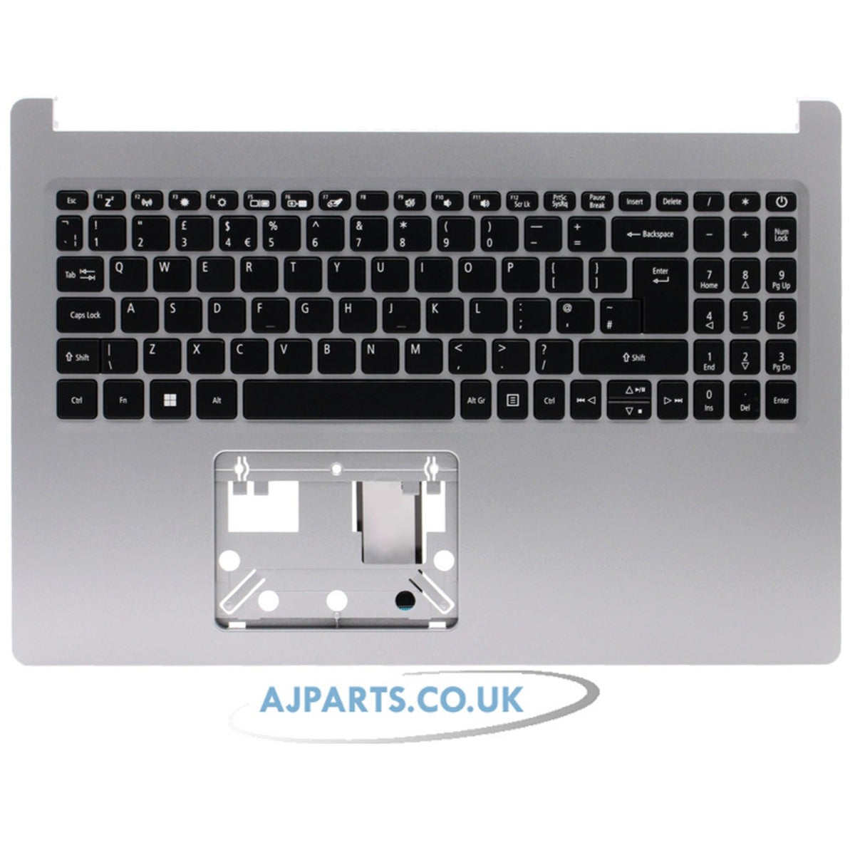 For Acer Aspire 5 A515-54-50RS Compatible Palmrest Cover Keyboard UK Silver