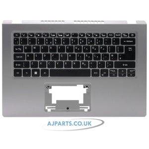 For Acer Aspire 5 A514-54-30CS Compatible Palmrest Cover Keyboard UK Layout Silver