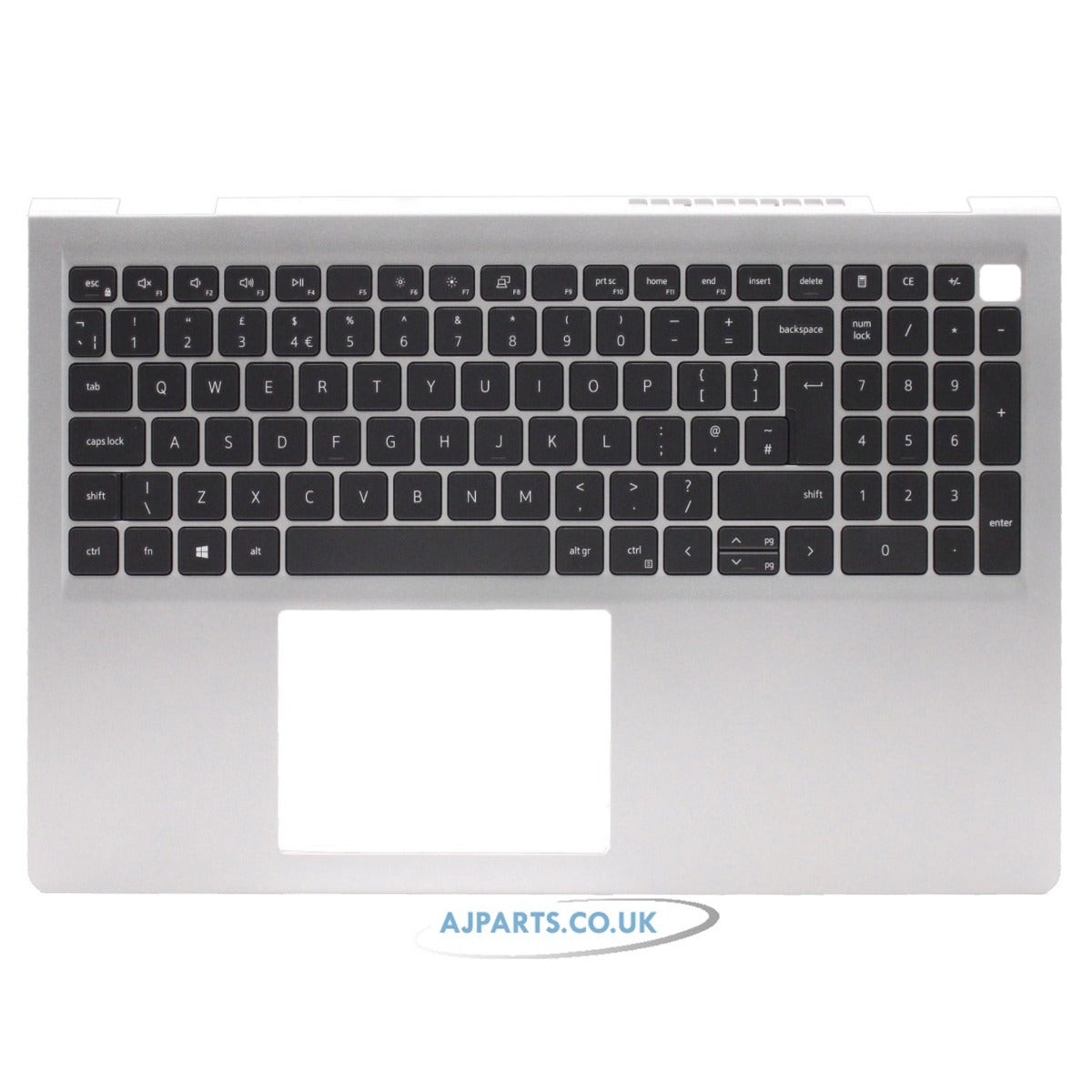Compatible With Dell 00GTPK 0GTPK Palmrest UK Layout Non-Backlit Silver Laptop Keyboard