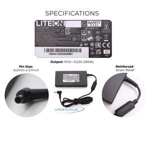 Brand LITEON 180W (19.5V 9.23A) 6.0mm x 3.7mm Tip Laptop AC Adapter Charger