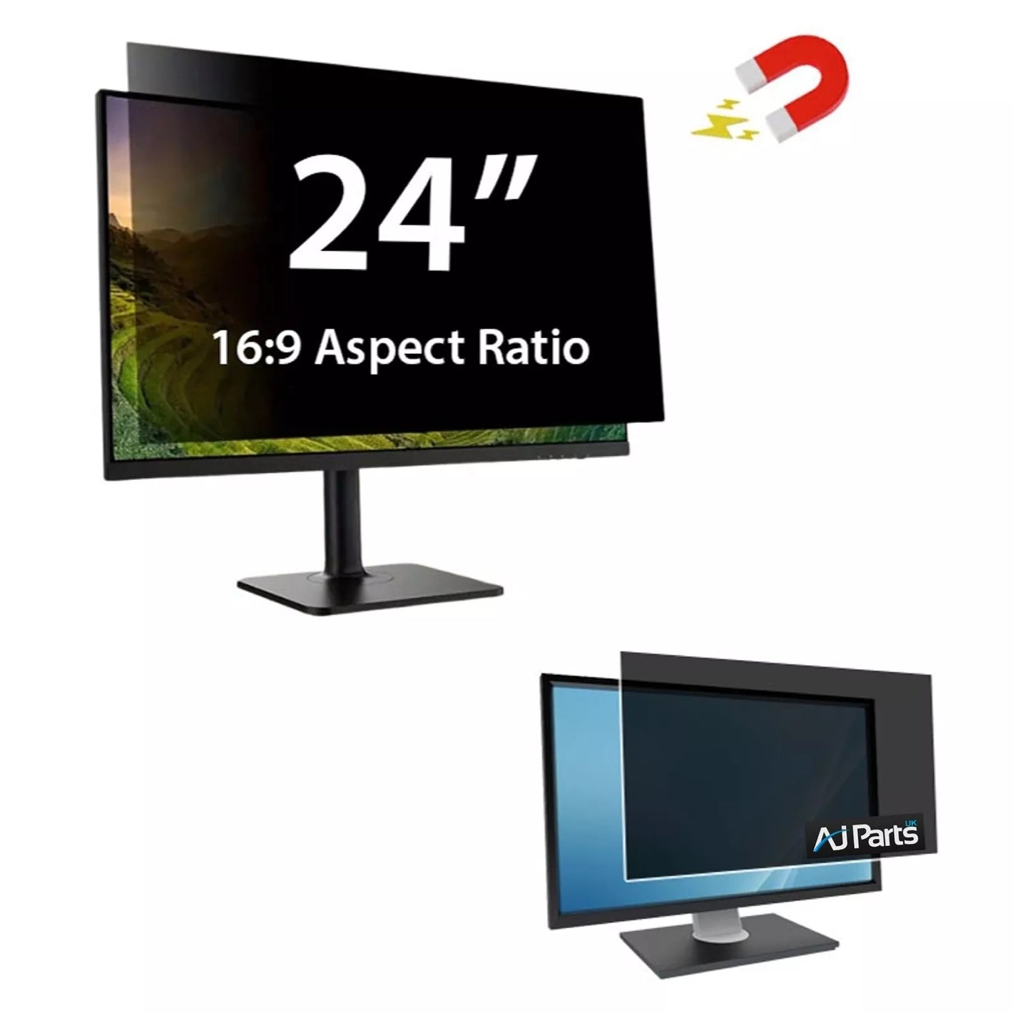 24" Magnetic AJP Replacement Privacy Screen Protector For HP, Lenovo, Acer, Asus, Dell, MSI, LG