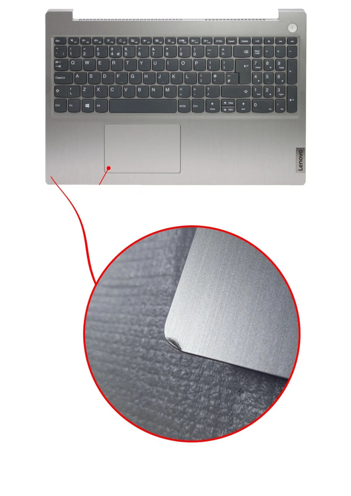 Replacement For Lenovo IdeaPad 3-15IML05 Silver Palmrest UK Keyboard Touchpad
