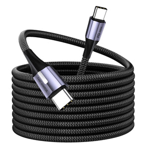 AJP 100W USB-C to USB-C Cable (2M, 5A) – Braided Fast Charger with LED Light & E-Marker Chip