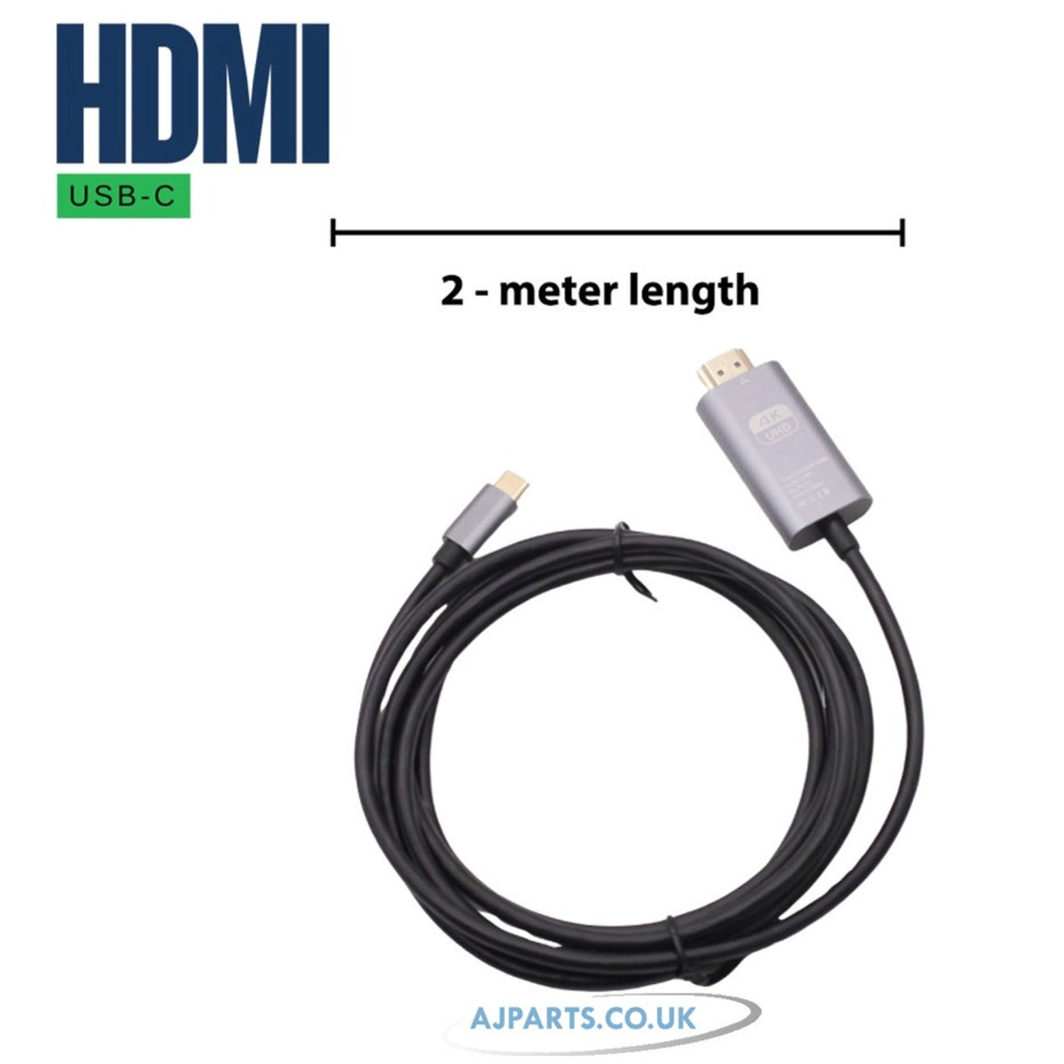 Replacement for USB C Type C to HDMI 2m 4K Braided USB Cable For MacBook iPhone 15 Samsung S24