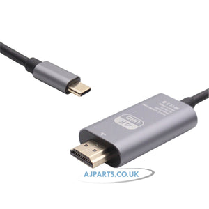 Replacement for USB C Type C to HDMI 2m 4K Braided USB Cable For MacBook iPhone 15 Samsung S24