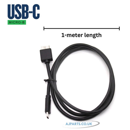 Micro B to USB C, USB C to Micro B Hard Drive Cable For Samsung Galaxy S5 / Note 3 / Note Pro 12.2 Replacement Cable Black