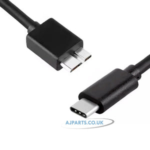 Micro B to USB C, USB C to Micro B Hard Drive Cable For Samsung Galaxy S5 / Note 3 / Note Pro 12.2 Replacement Cable Black