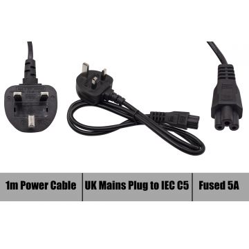 New Replacement Power Cord 3 Pin Cable Clover Leaf 1 Meter XPS 15 9500
