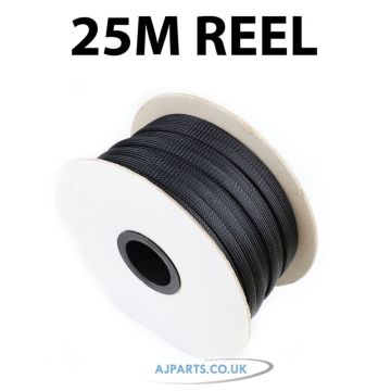 40mm Black Expandable Braided Sleeve - 25M Reel Cable Sleeve
