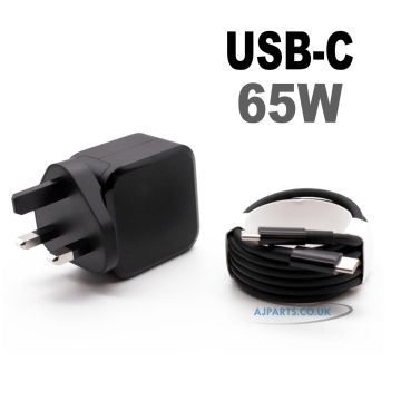 New AJP Brand 65W USB Type-C QC 3.0 PD Fast Charging Wall Charger Adapter Black XPS 13 9365